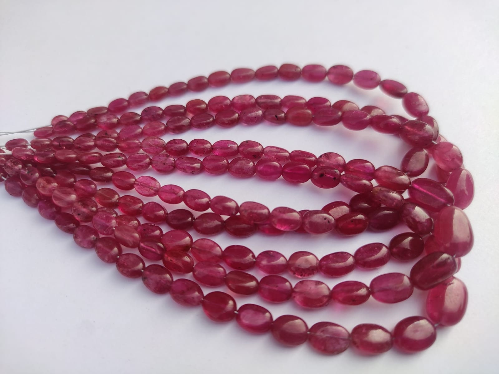 Natural Ruby Smooth Oval Beads | Red Ruby Beads | 8