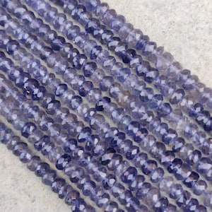 AAA+ Natural Iolite Faceted Rondelle Beads | 3.5-4/4-4.5/4.5-5/5-5.5 MM Blue Iolite Beads | Wholesale Gemstone Beads For Jewelry Making