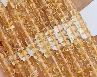 Offer Price.. AAA Natural Citrine Smooth Heishi Tyre Beads | Citrine Wheel Beads | Citrine Smooth Wholesale Beads For Jewelry Making |