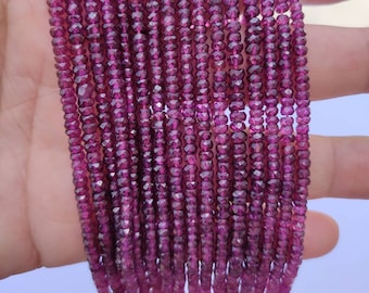 Natural Rhodolite Garnet, Faceted Rondelle Beads, Natural Gemstone Beads ,Rhodolite Garnet Rondelle beads,WholeSale Beads For jewelry