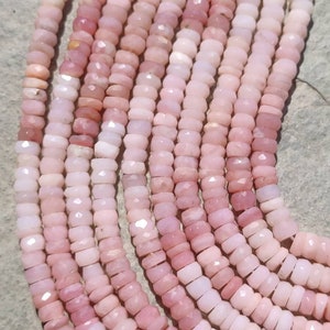 AAA+ Natural Pink Opal Faceted Rondelle Beads | 16 Inches Faceted Pink Opal Beads | Pink Opal Beads | Wholesale Beads For Jewelry | Necklace