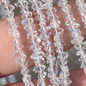 AAA+ Clear White Herkimer Diamond Quartz Nuggets, 3.5-4 mm Center Drilled Beads - Herkimer Rough Stone For Jewelry, Wholesale Loose Gemstone