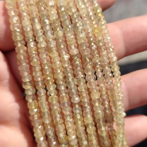 Natural Yellow Sapphire Faceted Rondelle Beads | 8" Yellow Sapphire Gemstone For Jewelry | Sapphire Beads | Wholesale Beads For Jewelry |