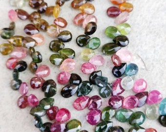 Multi Tourmaline Faceted Pear Shape Beads Tourmaline Faceted Beads Multi Tourmaline Side Cut Pear Beads Tourmaline Briolette |
