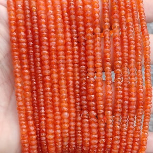 AAA+ Carnelian Faceted Rondelle Beads, Orange Faceted Gemstone 4-4.5/4.5-5 MM Carnelian Beads 13 Inch Strand Wholesale beads For Jewelry