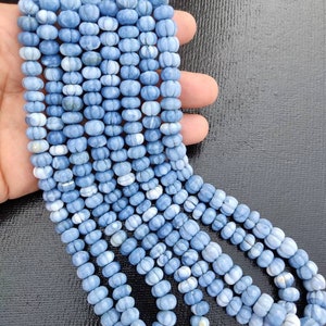 Natural Blue Opal Carved Melon Shape Beads | Pigeon Opal Carving Beads | Denim Blue Pumpkin Gemstone Wholesale Beads For Jewelry Making |