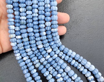 Natural Blue Opal Carved Melon Shape Beads | Pigeon Opal Carving Beads | Denim Blue Pumpkin Gemstone Wholesale Beads For Jewelry Making |