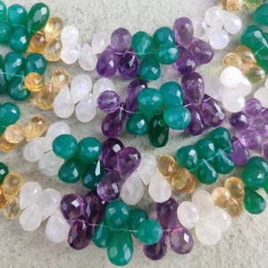 Natural Multi Color Gemstone Faceted TearDrop Beads | Mix Semiprecious Beads Briolette | Side Cut Tear Wholesale Beads For Jewelry Making |