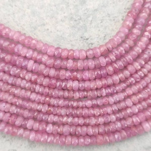 Natural Pink Sapphire Faceted Rondelle Beads | 15.5 Inch Sapphire Beads | Pink Precious Rondelle Beads | Wholesale Beads For Jewelry Making