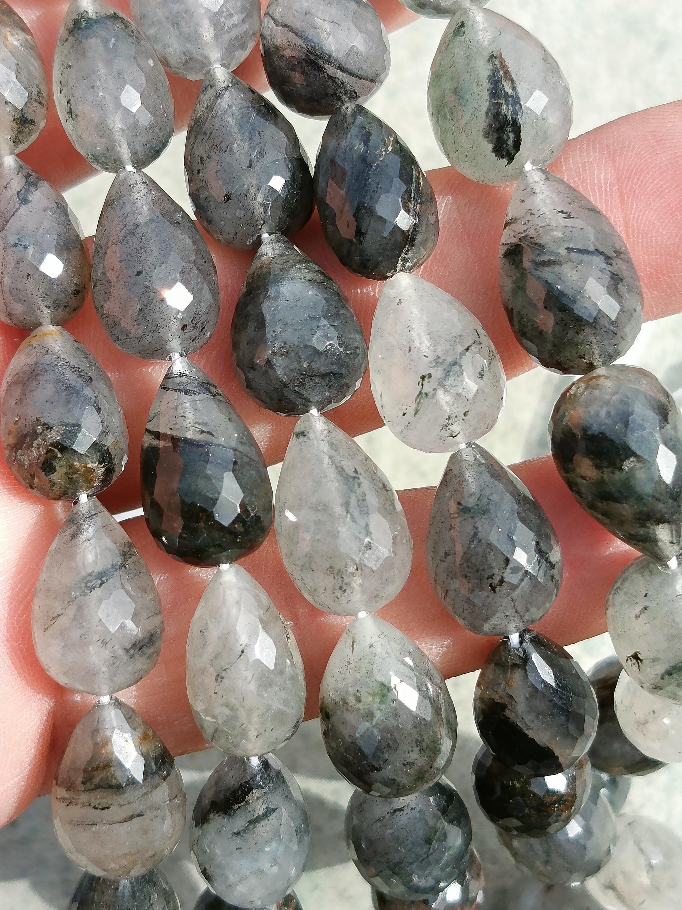 Rare Black Rutile Straight drill Teardrops Beads | Rutile Centre Drill Drops | Rutile Gemstone Wholesale Beads For Jewelry Making Necklace |