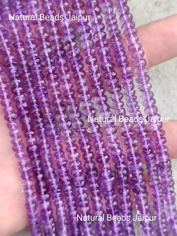 Perles D'améthyste Violette Lisses Forme Roue - 4-5mm - Lot +25 Pièces - Pour Fabrication Bijoux