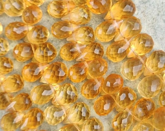 AAA+ Natural Citrine Quartz Faceted Teardrop Shape Briolette, 7 inch Strand, Citrine Beads, Side Cut Faceted Drops, Wholesale Beads Supplier