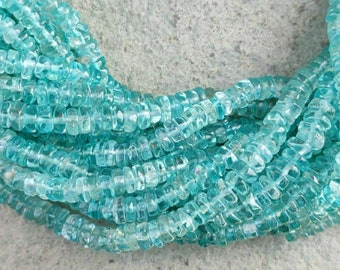 Sky Blue Apatite Smooth Tyre Beads 13" Wheel Shape Apatite Beads 3.5-4mm 4-4.5mm 4.5-5mm Apatite Wholesale Beads For Jewelry Making |