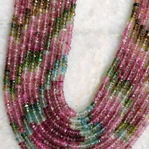 Natürliche Multi Turmalin facettierte Rondelle Perlen, 13,5-Zoll-Strang, 3,5-4 MM Turmalin Rondelle Perlen, Großhandel Perlen für Schmuck