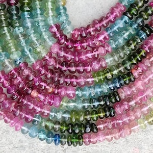 AAA Multi Tourmaline Smooth Rondelle Beads | Tourmaline Plain Rondelle Beads | Tourmaline Wholesale Beads For Jewelry | Tourmaline Beads |