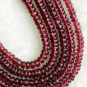 AAA Natural Garnet Smooth Rondelle Beads | 13&quot; Mozambique Garnet Plain Beads | Garnet Beads | Wholesale Beads For Jewelry Making Necklace |