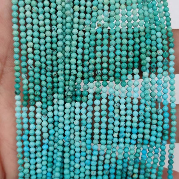 AAA Quality Arizona Turquoise Faceted Rondelle Beads | 2-2.5 mm Tuquoise Micro Faceted Beads | Turquoise Wholesale Beads For Jewelry Making