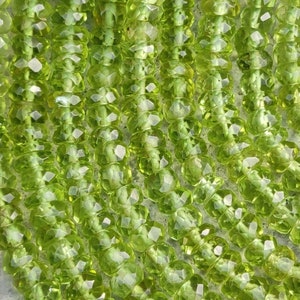 AAA+ Natural Peridot Faceted Rondelle Beads | 4-4.5/4.5-5 mm | Green Peridot Beads | 13" Peridot Wholesale Beads For Jewelry Making |