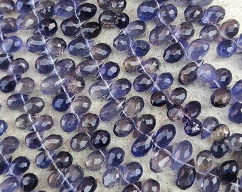 AAA Natural Iolite Faceted Teardrop Beads| Iolite Briolette | 7&quot; Iolite Beads | Wholesale Gemstone Beads For Earing And Jewelry Making Beads