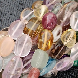 AAA Natural Multi Color Gemstone Smooth Nugget Shape Beads | 10 Inch Strand Multi Gemstone Smooth Beads |  Disco Gemstone Beads |
