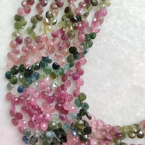 No Black Multi Tourmaline Faceted Heart Shape Beads | Tourmaline Briolette | Tourmaline Beads | Wholesale Gemstone Beads For Jewelry Making