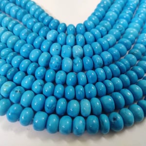 AAA Turquoise Smooth Rondelle Beads | Turquoise Plain Beads | Howlite Turquoise Beads | Wholesale Gemstone Beads For Jewelry Making Necklace