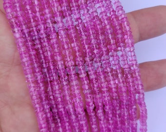 AAA Pink Topaz Faceted Rondelle Beads | Topaz Baby Pink Color Coated Beads | Size 4-4.5 MM | Wholesale Beads For Jewelry Making | Pink Beads