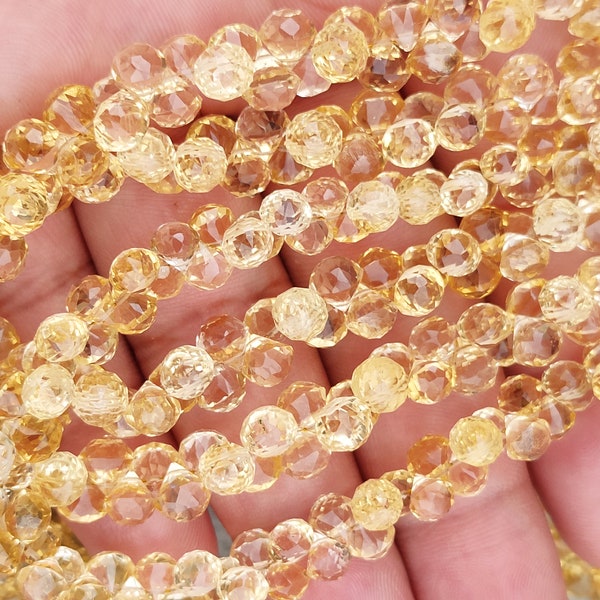 AAA++ Citrine Onion Shape Gemstone Faceted Briolette | Finest Quality Golden Topaz Onion Faceted Beads | Citrine Beads | Wholesale Gemstone