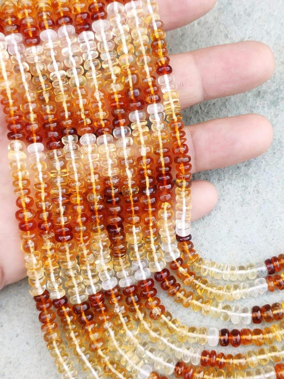 Natural Citrine Smooth Rondelle Beads 13