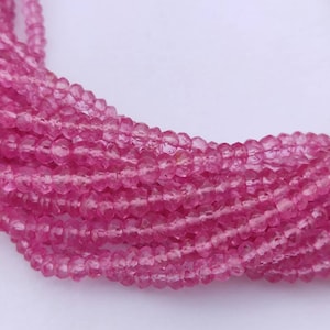 Pink Topaz Faceted Rondelle Beads | Topaz Coated Beads | 3.5-4/ 4-4.5 MM Topaz Beads | Wholesale Beads For Jewelry Making | Pink Beads |