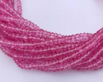Pink Topaz Faceted Rondelle Beads | Topaz Coated Beads | 3.5-4/ 4-4.5 MM Topaz Beads | Wholesale Beads For Jewelry Making | Pink Beads |