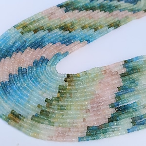Natural Multi Aquamarine Faceted Rondelle Beads | 3-3.5/3.5-4 mm Aquamarine Beads | Wholesale Beads For Jewelry Making |