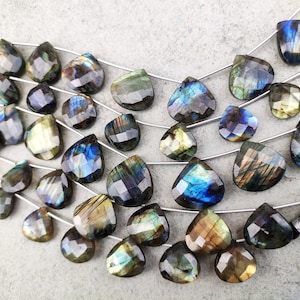 Far Size Labradorite Faceted Heart Shape Beads | Natural Flashy Fire Labradorite Beads | Wholesale Beads For Jewelry Making Necklace |