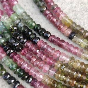 AAA Multi Tourmaline Faceted Rondelle Beads | Tourmaline Beads | 4.5-5 MM | Wholesale Tourmaline Beads For Jewelry Making |