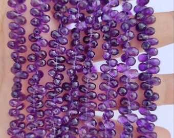 Pink Amethyst 9.5'' Tear Drops Briolette,Beads Bracelet Faceted Gemstone Beads AAA 7X12 to 8x11 mm by Gemswholesale Pink Amethyst 9.5'' Tear Drops Briolette,Beads Bracelet Faceted Gemstone Beads AAA 7X12 to 8x11 mm by Gemswholesale