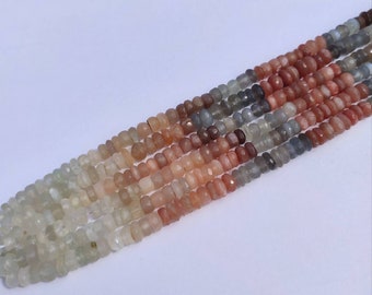 Natural Multi Moonstone Gemstone Beads Multi Moonstone Smooth Wheel Shape Beads Total 5 Strands of 13 Inch In The Lot SKU#156421 8-11mm