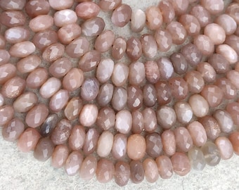 Natural Chocolate Moonstone Faceted Rondelle Beads | 10" Strand Gemstone Jewelry Making