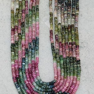 16.5" Natural Multi Tourmaline Faceted Rondelle Beads | Tourmaline Rondelle Beads | Wholesale Beads For Jewelry Making Tourmaline Supplier |