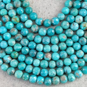 AAA Arizona Turquoise Faceted Round Beads | Tuquoise Faceted Beads | Turquoise Wholesale Beads For Jewelry Making Necklace |