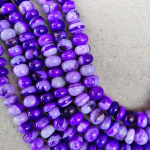 16&quot; lavender Blue Opal Smooth Rondelle Beads | 7-8 mm Blue Opal Gemstone Plain Beads | Wholesale Opal Beads For Jewelry Making Necklace |