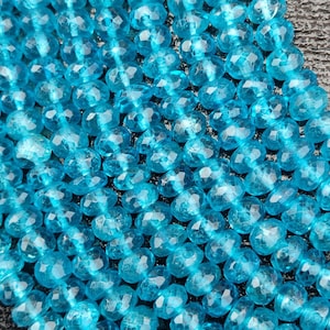 AAA+ Blue Topaz Faceted Rondelle Beads | 5-6-7 mm Swiss Blue Topaz Coated Beads | Topaz Beads | Wholesale Beads For Jewelry Making Necklace