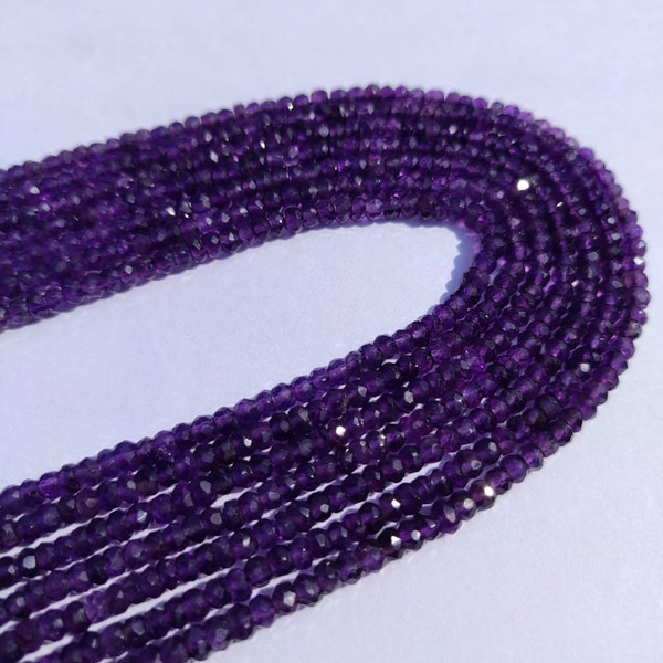 AAA Quality Amethyst Faceted Rondelle Beads, 13 Inches Amethyst Faceted Beads, African Amethyst Beads, Size- 3/4/5MM, Wholesale Beads