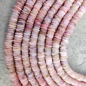 100% Natural Pink Opal Smooth Heishi Tyre Beads | 16 &quot; Pink Opal Plain Tyre Beads | Wheel/Washer Shape Wholesale Opal Beads For Jewelry |