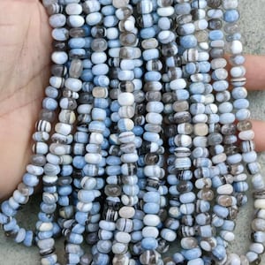 AAA Blue Boulder Opal Smooth Rondelle Beads | Beautiful Blue Opal Gemstone Beads | Wholesale Opal Beads For Jewelry Making Necklace |