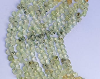 AAA Prehnite Heart Shape Faceted Beads | Prehnite Briolette | 8" Prehnite Side Cut Heart Beads | Wholesale Gemstone Beads For Jewelry Making