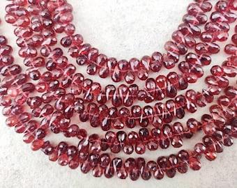 AAA Garnet Mozambique Faceted Teardrops Beads, Mozambique Garnet Gemstone , 7 Inch Strand, Wholesale Gemstone Garnet Side Cut Briolette