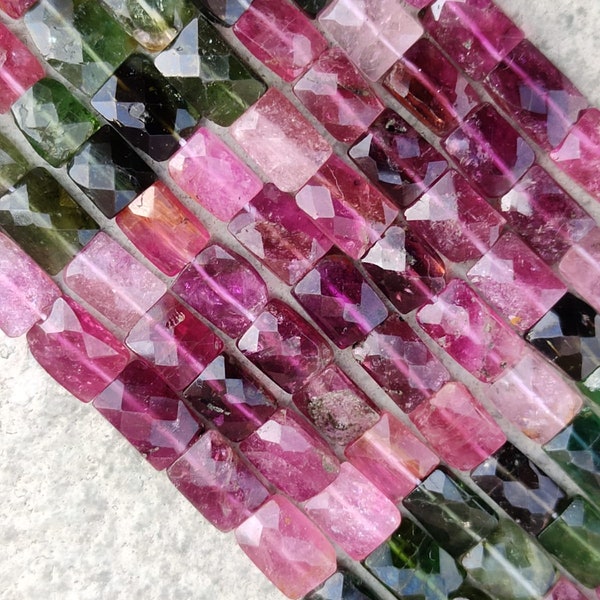 Far Size AAA Multi Tourmaline Faceted Chewing Gum Shape Beads, Tourmaline Rectangle Shape Beads, Tourmaline Chicklate Beads,Tourmaline Beads