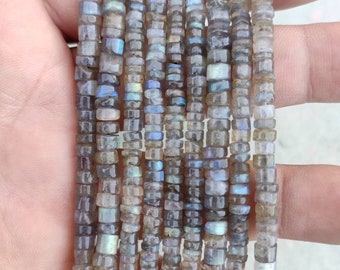 Natural Labradorite Smooth Tyre Beads | 4-5/5-6mm Labradorite Beads | Labradorite Heishi Wheel Beads | Wholesale Beads For Jewelry Making |