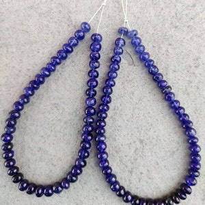 Natuurlijke blauwe saffier gladde rondelle kralen | Blauwe saffierkralen | Saffierkralen | Groothandel kralen | Saffieredelsteen voor sieraden |