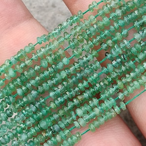 Natural Zambia Emerald Faceted Rondelle Beads | Green Emerald Beads | Emerald Handmade Beads | Wholesale Beads For Jewelry Making Necklace
